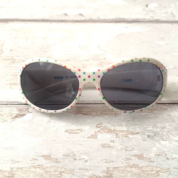 Girls Sunglasses White Polka Dots Oval Frames The Children’s Place UV Protection - Picture 1 of 4